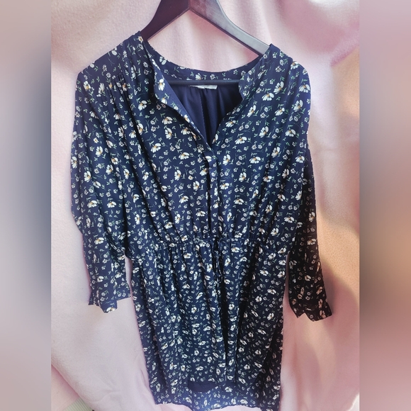 Nordstrom | DR (Daniel Rainn) Women's Floral Cinch Fit And Flare Dress In Indigo - Picture 2 of 7